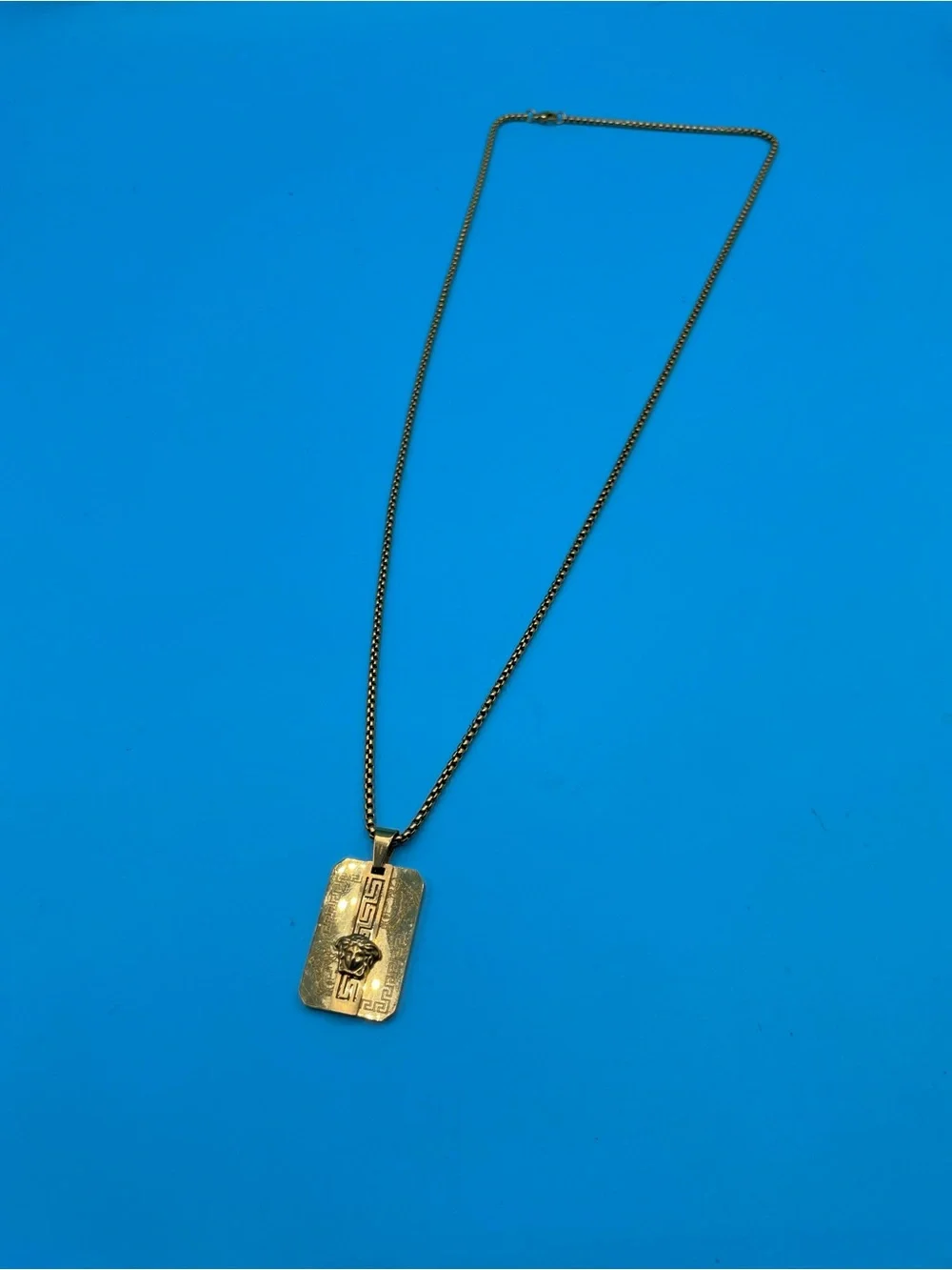Gold-Tone Medusa Dog Tag Pendant‎ Necklace - Men Accessories